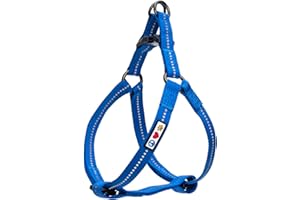 Pawtitas Recycled Reflective Step-in Dog Harness – Adjustable No-Pull Vest for Puppies to Seniors, Safe & Comfortable XS Blue