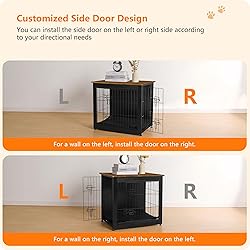 DWANTON Dog Crate Furniture with Cushion, Wooden