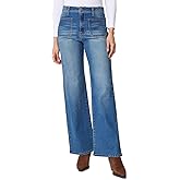 Angels Forever Young Womens Forever Wide High-Rise Patch Pockets Jeans