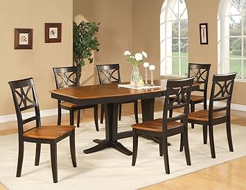Amazon Com Wooden Imports Furniture Ellington 7pc Dining Table 6 Wood Seat Chairs Black Cherry Finish Tables