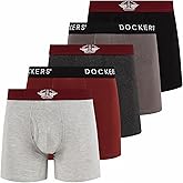 DOCKERS Mens Boxer Briefs Breathable Cotton Underwear for Men Pack of 5
