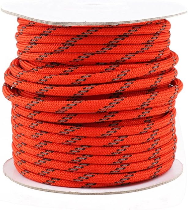 TinkSky Reflective Cord Nylon Rope, 65 Feet 4.0mm, Red