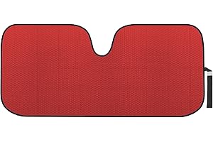 Motor Trend - AS-312-RD Front Windshield Sun Shade - Jumbo Accordion Folding Auto Sunshade for Car Truck SUV - Blocks UV Rays Sun Visor Protector - Keeps Your Vehicle Cool - 66 x 27 Inch (Red)