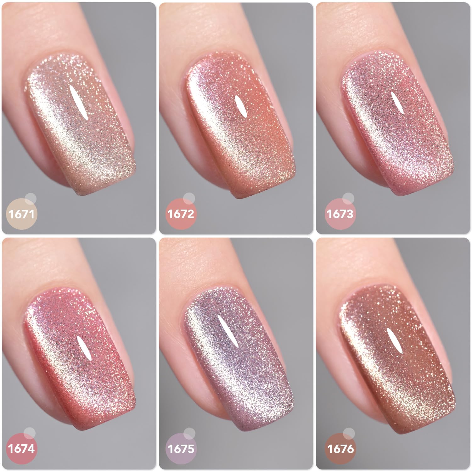 GAOY Pink Ocean Cat Eye Gel Nail Polish Set with Magnet for Holographic Cat Eye, Salon Gel Manicure and Nail Art DIY at Home - Image 2