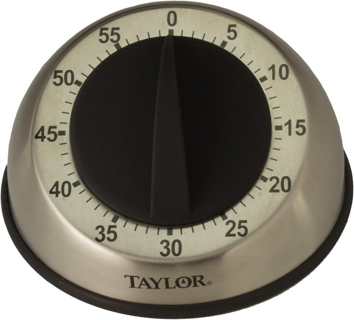 Taylor 5830 60-Minute Manual Timer W/ 9-Second Ring, Stainless-5830