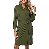 Laurel Snow Women's Robes Short Kimono Bathrobe Soft Sleepwear Knit Maternity Nightgown Ladies Lightweight Loungewear