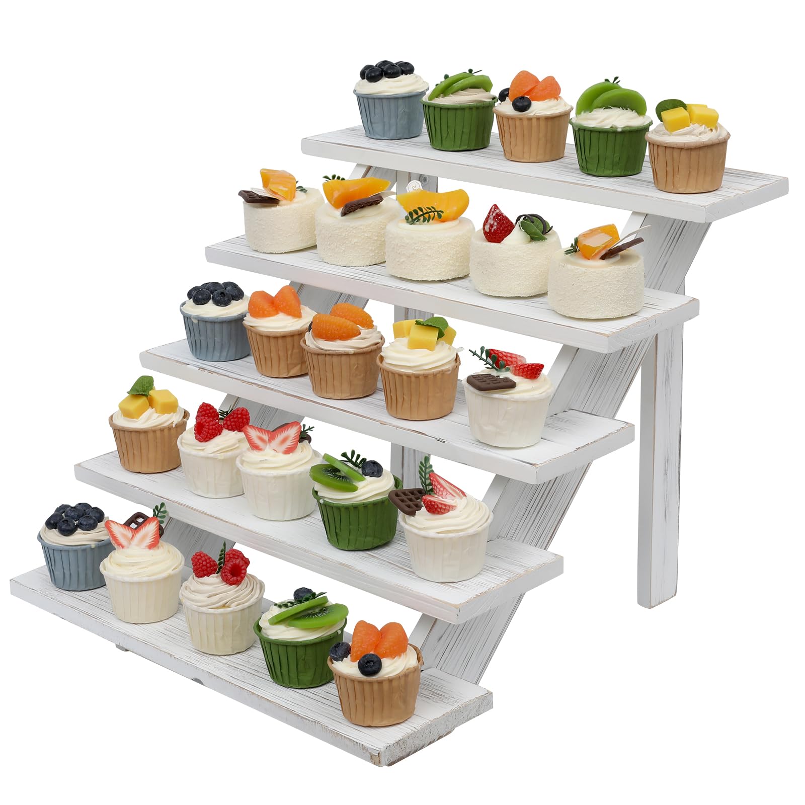 SwallowLiving 5 Tier Wooden Rustic Cupcake Stand for 30 Cupcakes ...
