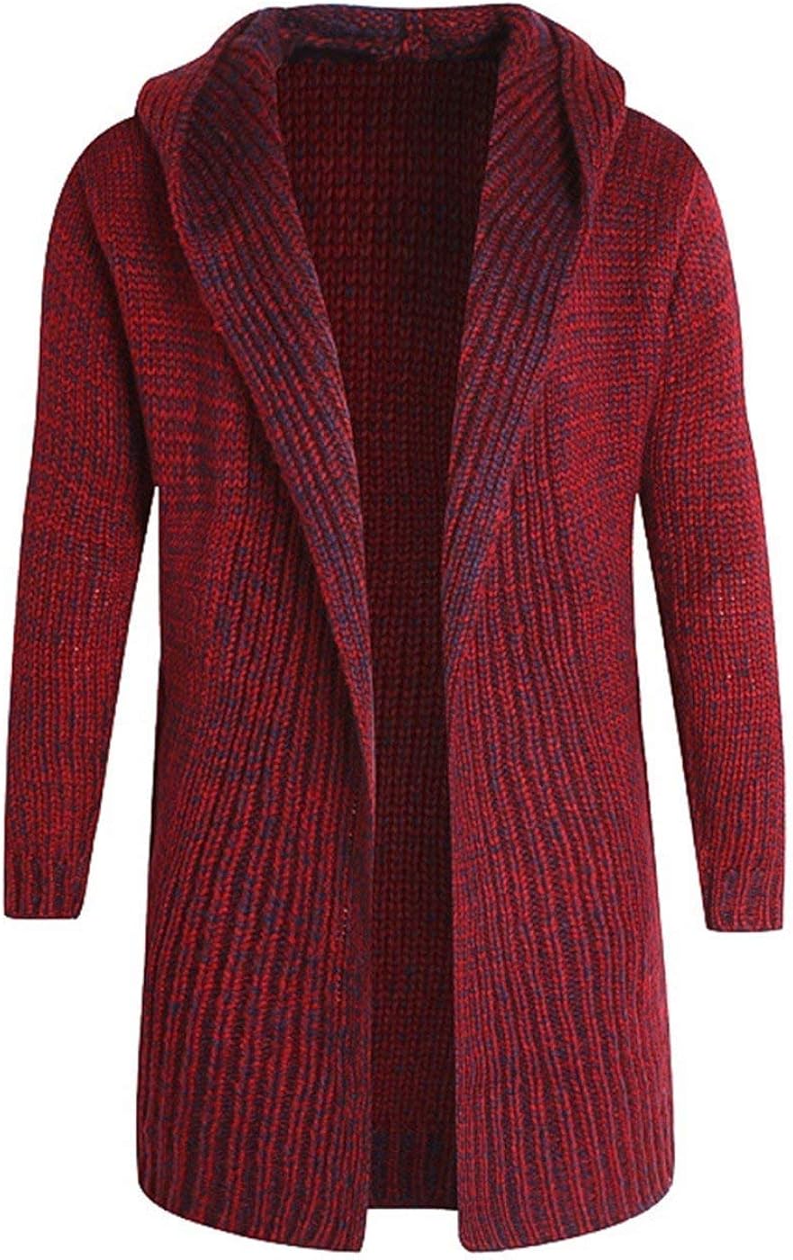 Men's Basic Longline Cardigan Pullover Outerwear Thick Hooded Hoodie