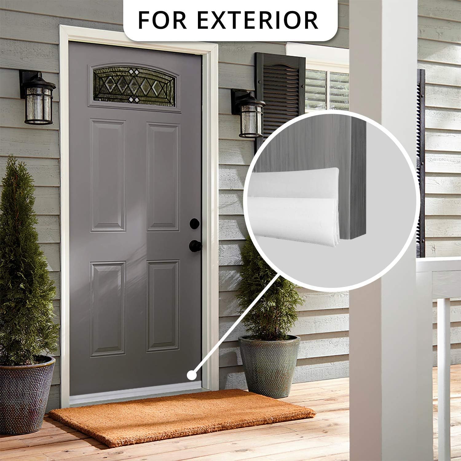 2PACK Door Draft Stopper, Strong Adhesive Door Sweep for Exterior and Interior Doors, Weather Stripping Noise Stopper,  2" W x 39" L (White): Home Improvement