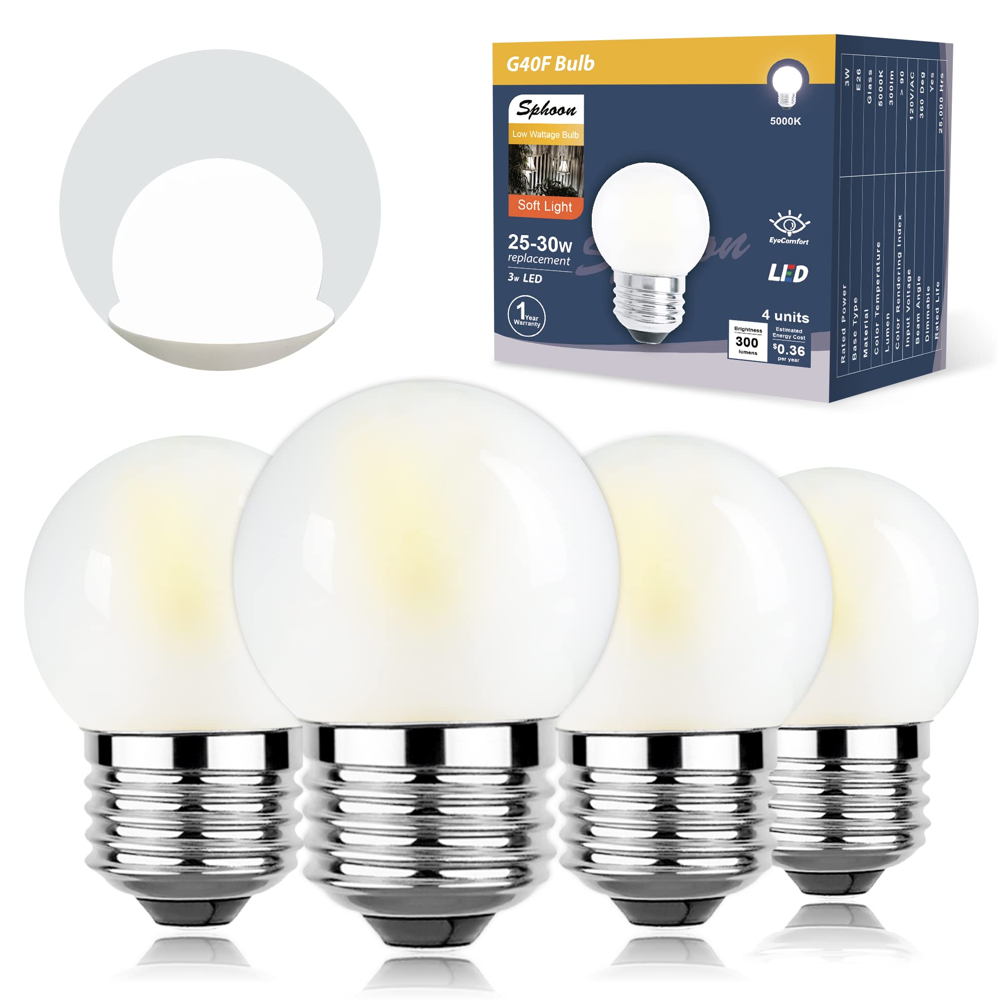 Sphoon Dimmable 3W LED Bulb Equivalent 25 Watt