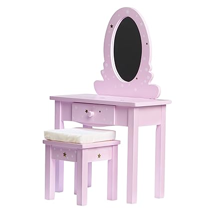 Olivias Little World 18 Doll Furniture Vanity Set, Purple, Table: 11.5 x 5.5 x 19 Chair: 6 x 6 x 5.625
