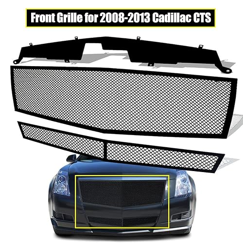 Stainless Steel Mesh Grille Insert For 2008-2013 Cadillac CTS – Chrome Dual Wire Mesh, Direct Replacement (Not For CTS-V/Adaptive Cruise)