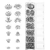 Shimmeroo 408Pcs Bead Caps for Jewelry Making,Bead End Caps Flower Shaped Beads for DIY Jewelry Making Bracelet Necklace Earrings(Silver,7 Styles)