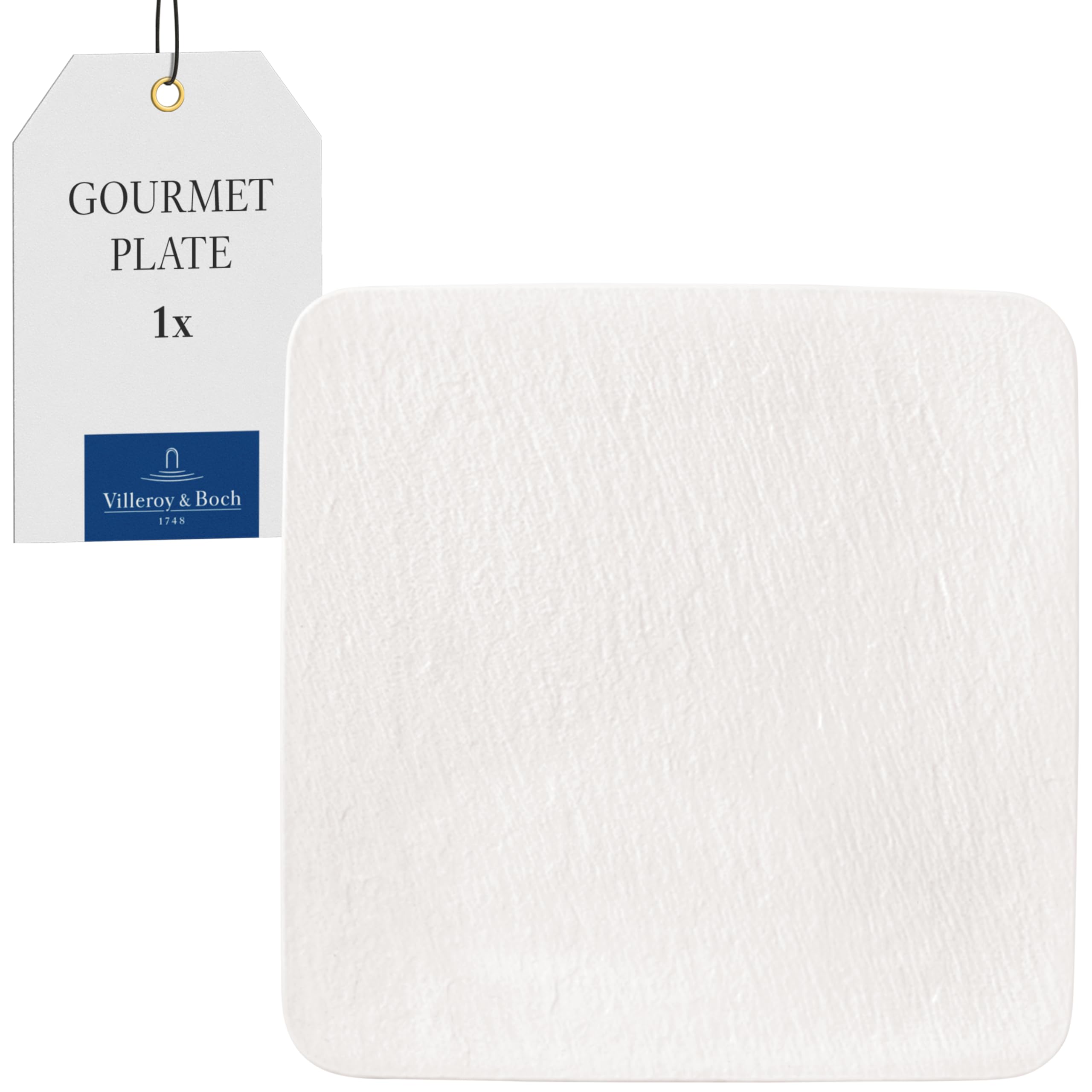 Villeroy & Boch 10-4240-2680 Manufacture Rock Blanc Square/Gourmet Serving, Luxurious Universal Plate Maoffrom Premium Porcelain, Dishwasher Safe, White