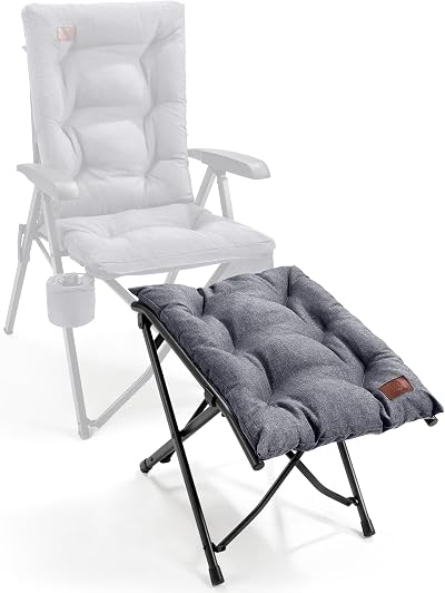 EVER ADVANCED Folding Camping Footrest Ergonomic Ottomans 90kg Cap Light Grey