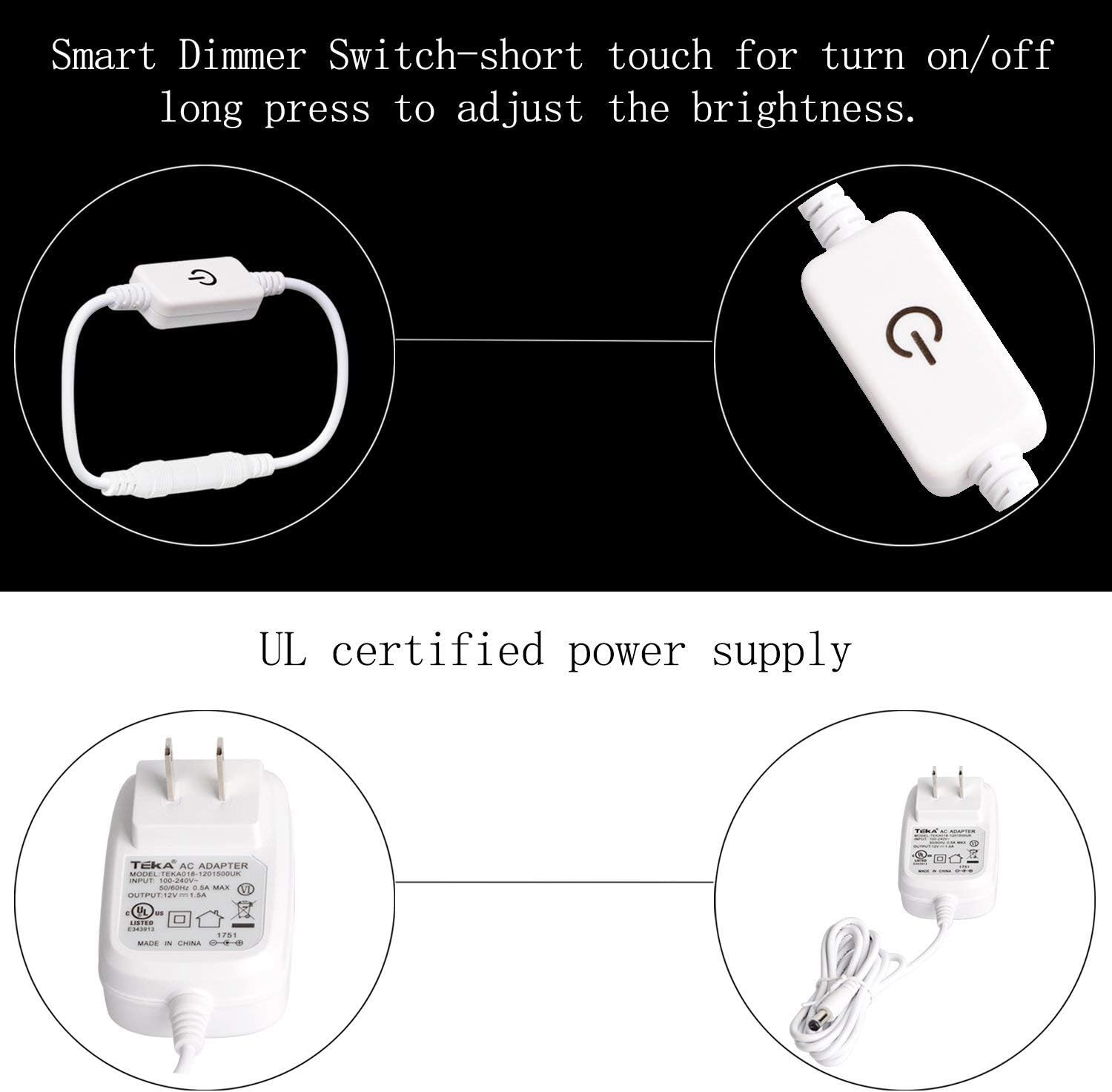 Hollywood Style Led Vanity Mirror Lights Kit with 10 Dimmable Light Bulbs for Makeup Dressing Table and Power Supply Plug in Lighting Fixture Strip, Vanity Mirror Light, White (No Mirror Included) - - 