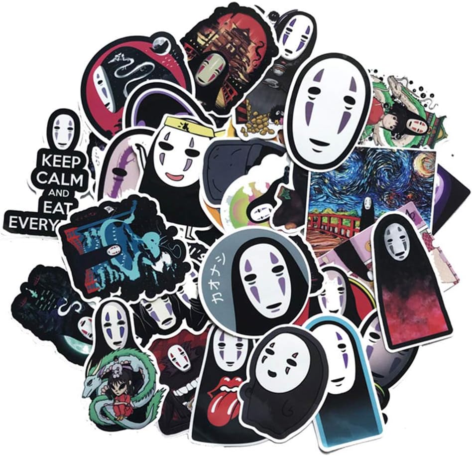 SosoJustgo2 Anime Gintama Tokyo Ghoul One Piece Demon Slayer Sticker Decals Laptop Luggage Sticker Graffiti Sticker Suitcase Car Bike Skateboard Guitar Sticker(Spirited Away 52PCS)