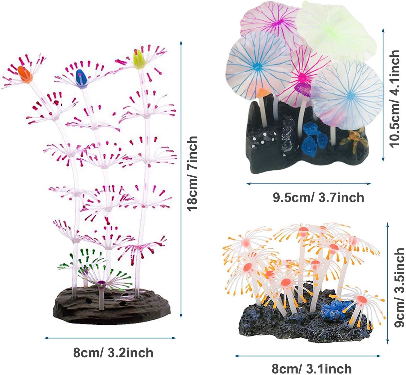 Cayway 6 Pack Aquarium Fish Tank Ornament Glowing Simulation Coral Plant Ornaments Glowing Silicone Aquarium Ornaments Bamboo Lotus for Fish Tank Aquarium Landscape - Image 3