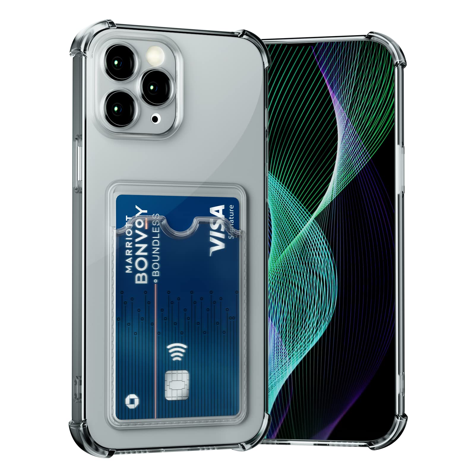 AKABEILA Case for iPhone 11 Pro Max Clear Slim Phone Case Soft TPU Wallet Case Bag Cover with Card Slot Holder Shockproof 6.5 Inch — image 1