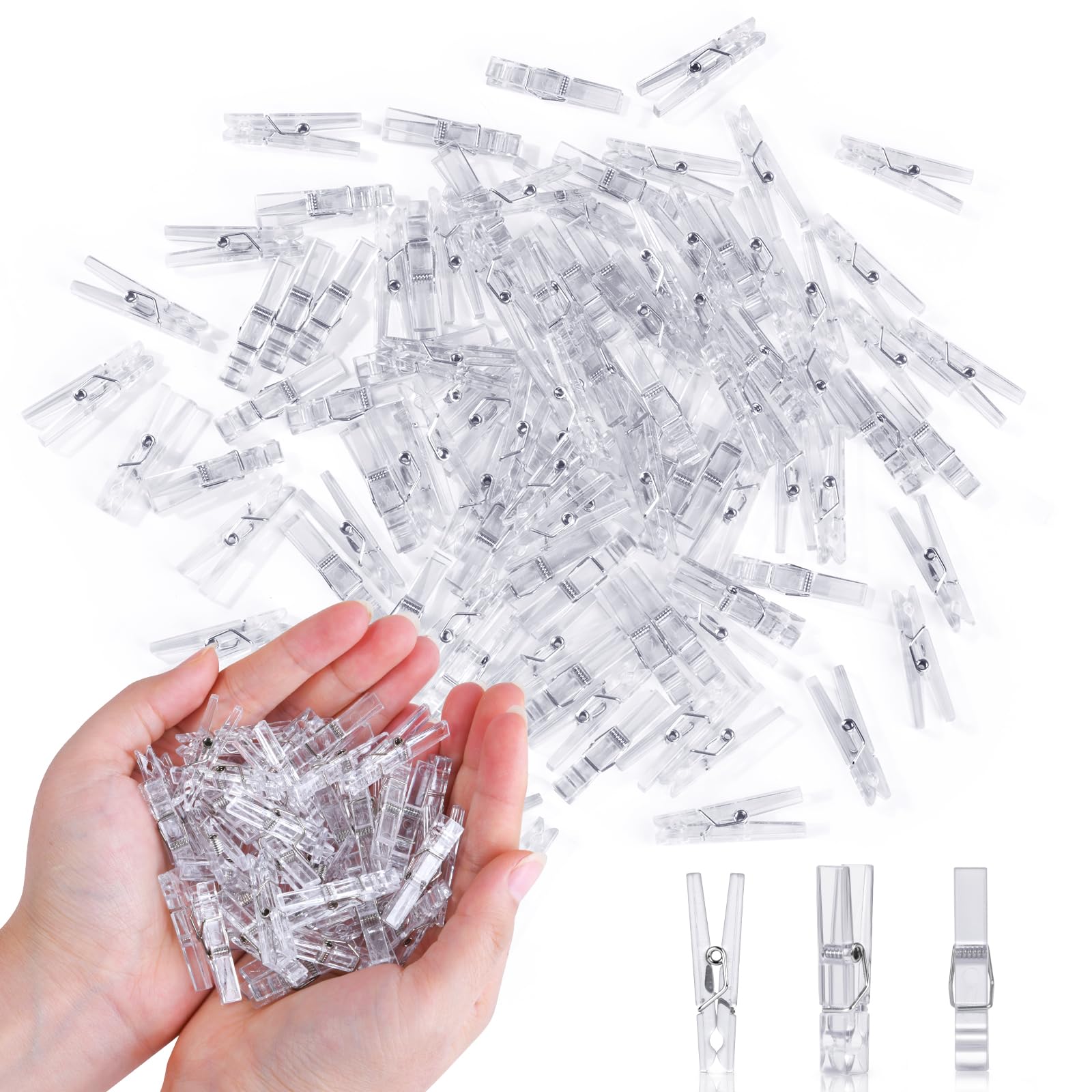 Photo 1 of 100PCS Clear Clothes Pins for Baby Shower Games Boy Girl, Acrylic Clothes Pin Bulk, 1.4 Inch Mini Clothespins for Photos, DIY Crafts, Baby Shower Game Prop, Party Decorations Favors