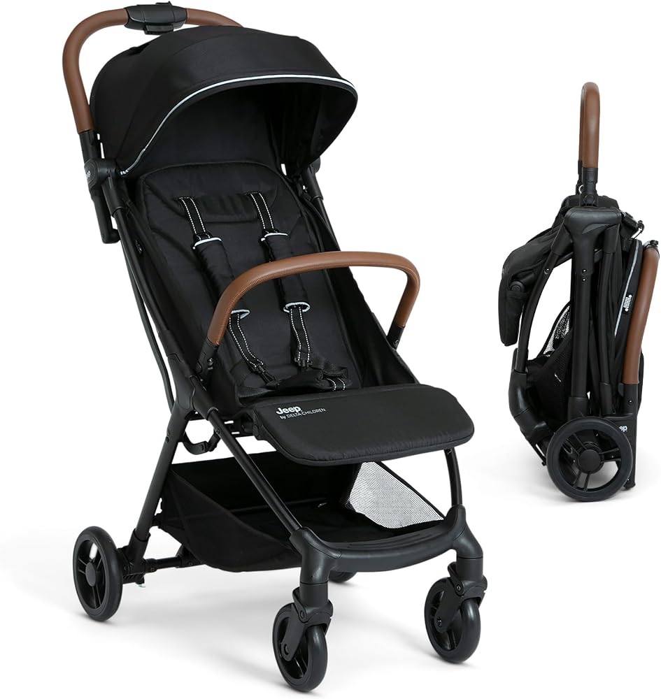 Jeep Altitude Compact Travel Stroller by Delta Children Greenguard Gold, Easy One Hand Fold, Lightweight, Extendable Canopy w