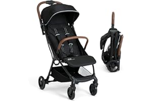 Jeep Altitude Compact Travel Stroller by Delta Children Greenguard Gold, Easy One Hand Fold, Lightweight, Extendable Canopy with Peek-a-Boo Window, Reclining Seat, 4 Wheel Suspension, Black