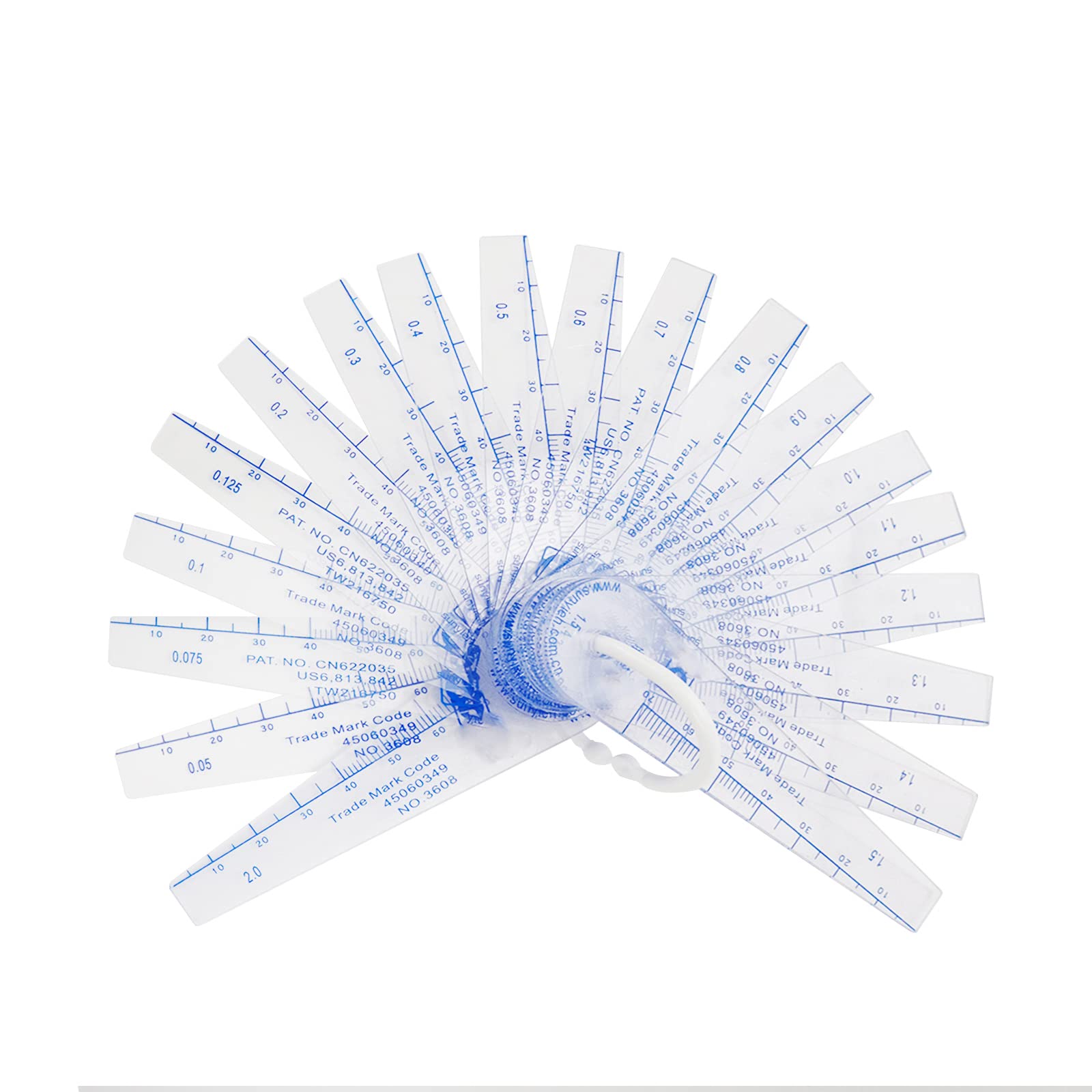 Rannb Plastic Feeler Gauge 0.05mm to 2mm Metric Gap Measuring Tool 19 Leaf