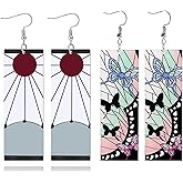 Tanjiro Earring Anime Tanjiro Cosplay Earrings Ear clip Kimetsu No Yaiba Hanafuda Halloween For Men Women Earrings