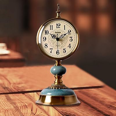 Reloj de Mesa Vintage, Reloj de Escritorio de Metal Estilo Antiguo