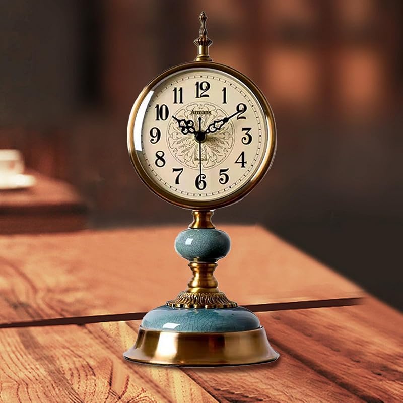 Reloj de Mesa Vintage, Reloj de Escritorio de Metal Estilo Antiguo — foto 1 de 6