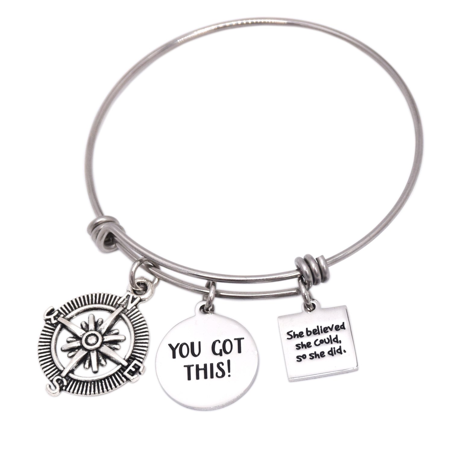 2024 Graduation Gift You Got This Bracelet She Believed She Could So She Did Inspirational Jewelry Motivational Gifts Cancer Survivor Gift Stainless Steel Bangle