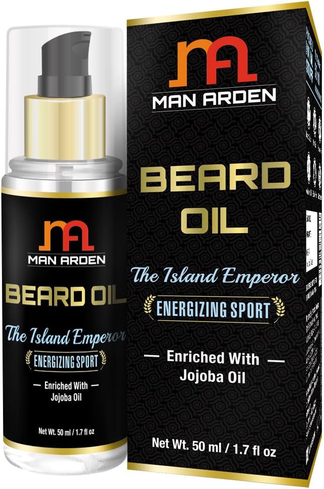 Man Arden Beard & Mustache Oil Island Emperor Hair Growth Oil With Olive, Jojoba, Almond, Avocado Oil, 50 ml