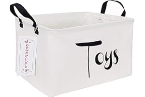 QUEENLALA Rectangular Laundry Hamper/Foldable Nursery Laundry Basket for Organizing/Storage Bin Baskets/Children Toy Office Bedroom/Toy Bin Closet Shelf Baskets（Rec-toys）