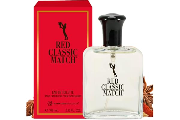 PB ParfumsBelcam Red Classic Match Eau de Toilette – Spicy Woody Amber Fragrance for Men, Long-Lasting Masculine Scent, Affor