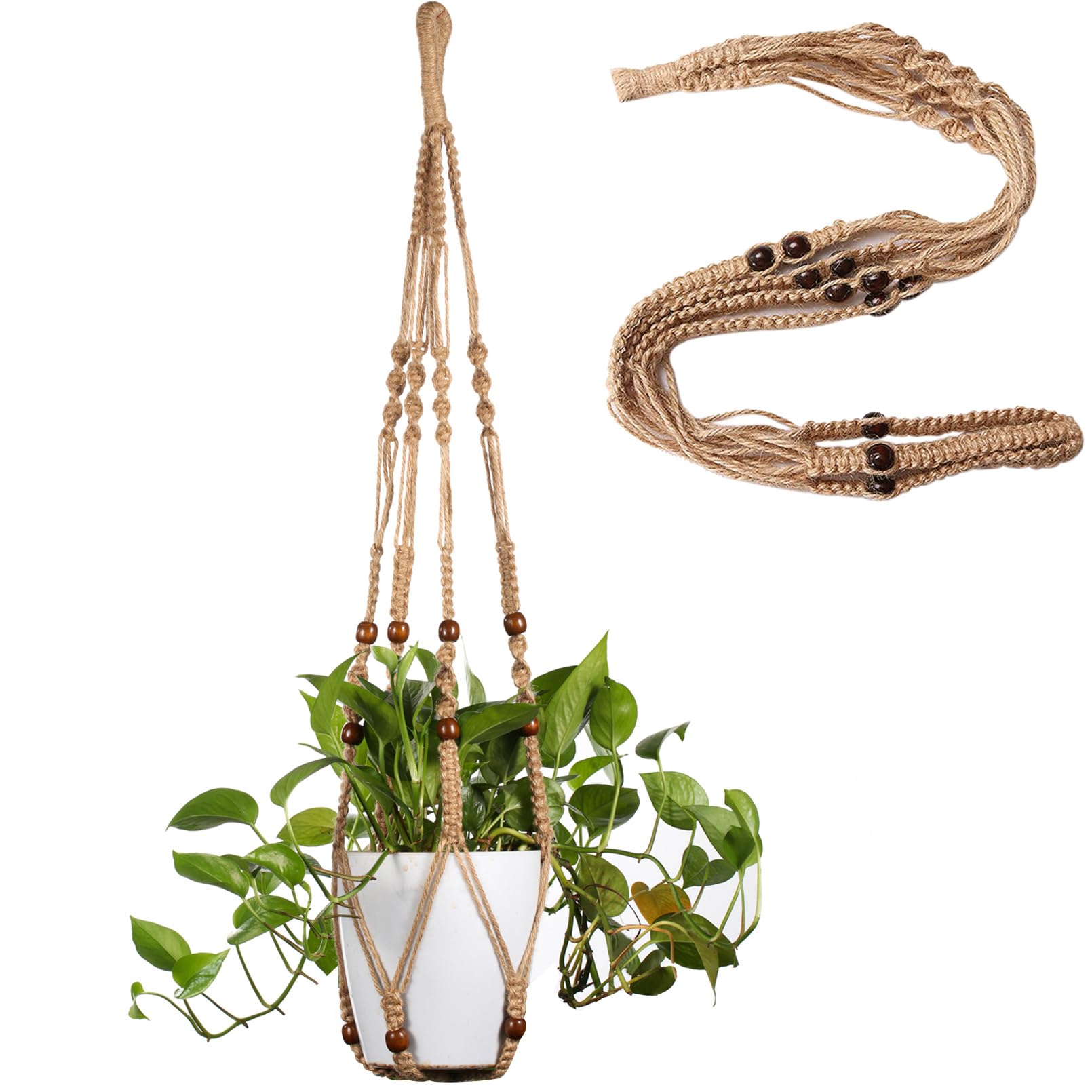 LINXIU Macrame Plant Hanger Boho Style Plant Hangers Indoor Hanging Planters Baskets Wall Hanging Flower Pot Holder with Beads for Decor 35 Inch
