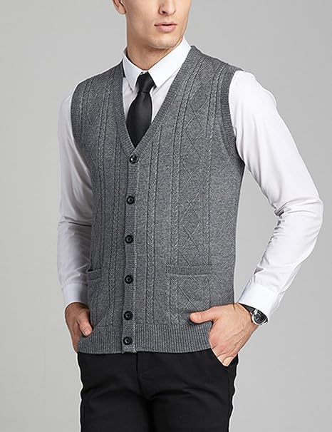 Amazon ニットベスト メンズベスト ニットセーター ニット セーター トップス 無色 スリム ｖネック 前開き ノースリブ カジュアル 秋冬 Seranier ベスト 通販