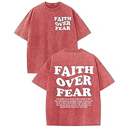Kelxjia Christian Shirts for Men Faith Over Fear