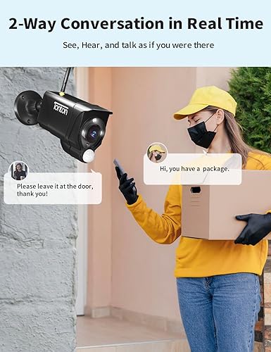 2K&2-Way Audio&Floodlight] Tonton Portable LCD Security Camera