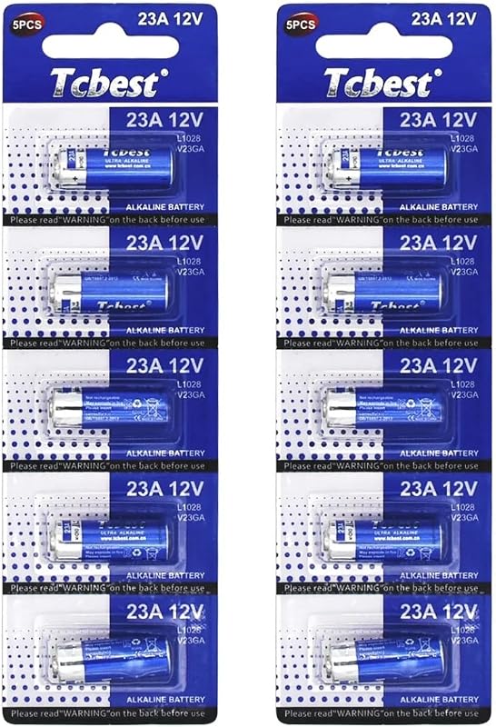 10 pilhas alcalinas especiais Dunamis 23A A23 de 12 volts, também conhecidas como MN21 LRV08, para uso em comandos remotos, campainhas sem fios, sistemas de segurança, etc. (pack de 10)