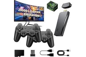 ZeroStory 2026 Upgrade Retro Game Console Stick, Retro Video Game Console Stick Built in 20000+ Games with 18 Emulators, 4K HDMI Output with 2 Pack 2.4G Controllers (64GB Memory Card)