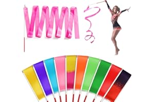 BALLONS 10pcs Dance Ribbons，Rainbow Gymnastics Ribbons for Kids Dancer,Streamers on a Stick Perfect for Artistic Dancing, Talent Shows, Party Favors, Games Props & Birthday Decoration