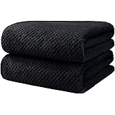 HOMEXCEL Bath Towels Pack of 2, (27 x 54 Inches) Microfiber Ultra Soft Highly Absorbent Bath Towel Set, Lightweight and Quick Drying Towels for Body, Sport, Yoga, SPA, Fitness, Black