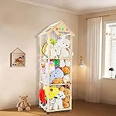 VTSHENY Stuffed Animal Storage,Stuff Animal Organizer Display Wood Zoo Animals Toy Holder with Length Adjustable,360° Swivel Wheels Simple Installation for Nursery Play Room Bedroom