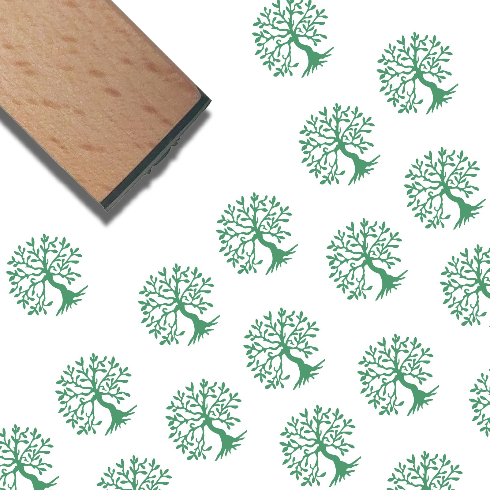 CRASPIRE Tree of Life Wooden Rubber Stamp 3/5 Inch Pattern Mini Small Wood Stamps Reusable Vintage Print for DIY Craft Card Scrapbooking Journaling Albums Card Making Planner Envelope Photo