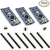 HiLetgo 3個セット Mini USB Nano V3.0 ATmega328P CH340G 5V 16M マイクロコントローラーボード Arduinoと互換