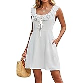 BMJL Womens Bathing Suit Cover Up Ruffle Swimsuit Coverups Casual Scoop Neck Beach Dress Summer Vacation Outfits