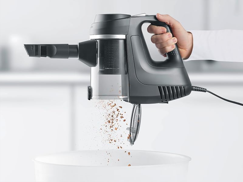 Bodenstaubsauger, kompakt und leicht, beutellos, 600W Starke Saugleistung, Bodendüse für Parkett, Hartböden und Teppich, langes Kabel, Teleskoprohr, 500ml Staubbehälter, schwarz, CY 7080