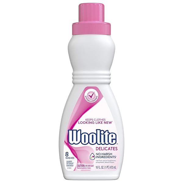 WOOLITE DELICATES HYPOALLERGENIC LIQUID LAUNDRY DETERGENT, 8 LOADS, 16OZ, HAND & MACHINE WASH