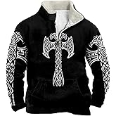 MARSVOVO Mens Fleece Sweatshirt Quarter Zip Long Sleeve Shirts Men Colorful Print Fashion Cowboy 1/4 Zipper Y2k Hoodies