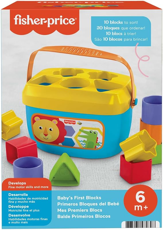 - Blocchi Assortiti, 10 blocchi colorati e con le formine da impilare e inserire nel secchiello, per lo sviluppo delle capacità motorie, giocattolo per bambini, 6+ mesi, FFC84
